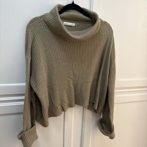 OAK + FORT Ribbed Cowl Neck Sweater - Brown